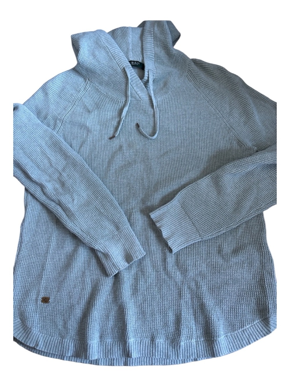 Lauren Ralph Lauren Women’s L Cotton Waffle Knit Hooded Sweater